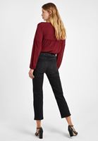 Bayan Siyah Zımba Detaylı Denim Pantolon