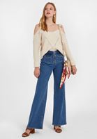 Bayan Mavi Ultra Yüksek Bel Denim Pantolon