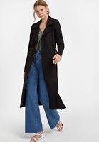 Bayan Siyah Kemer Detaylı Süet Ceket