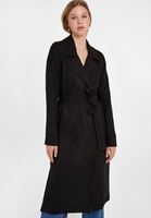 Bayan Siyah Kemer Detaylı Süet Ceket