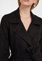 Bayan Siyah Kemer Detaylı Süet Ceket