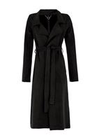 Bayan Siyah Kemer Detaylı Süet Ceket