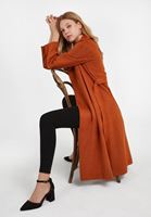 Bayan Turuncu Kemer Detaylı Süet Ceket