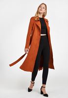 Bayan Turuncu Kemer Detaylı Süet Ceket