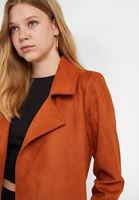 Bayan Turuncu Kemer Detaylı Süet Ceket