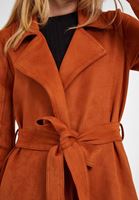Bayan Turuncu Kemer Detaylı Süet Ceket
