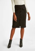 Bayan Siyah Midi Boy Süet Etek