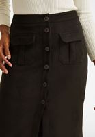 Bayan Siyah Midi Boy Süet Etek