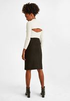 Bayan Siyah Midi Boy Süet Etek