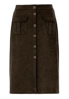 Bayan Siyah Midi Boy Süet Etek