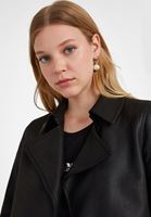 Bayan Siyah Şal Yaka Süet Ceket