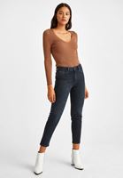 Bayan Gri Orta Bel Kot Pantolon