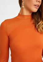 Bayan Turuncu Kolu Yırtmaç Detaylı Bluz