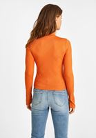 Bayan Turuncu Kolu Yırtmaç Detaylı Bluz