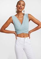 Bayan Mavi Kruvaze Detaylı Kısa Atlet