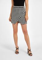 Women Mixed Asymmetric Tweed Skirt