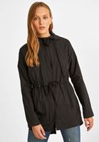 Bayan Siyah Kapüşonlu Yağmurluk