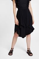 Bayan Siyah Volan Detaylı Etek