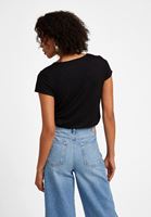 Bayan Siyah Bağlama Detaylı V Yaka Tişört