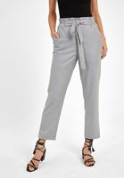 Bayan Gri Ultra Yüksek Bel Detaylı  Pantolon