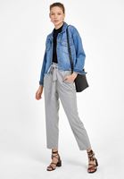 Bayan Gri Ultra Yüksek Bel Detaylı  Pantolon