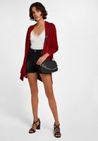 Bayan Kiremit Fermuar Detaylı Asimetrik Hırka