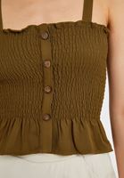 Women Green Gathered Blouse