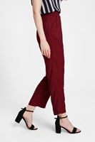 Bayan Bordo Beli Lastik Detaylı Cepli Bol Pantolon