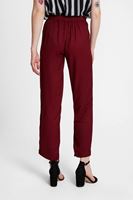 Bayan Bordo Beli Lastik Detaylı Cepli Bol Pantolon