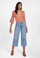 Bayan Pembe V Yaka Kolları Dantel Detaylı Bluz