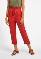 Bayan Kırmızı Beli Bağlamalı Düğme Detaylı Pantolon