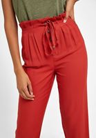 Bayan Kırmızı Beli Bağlamalı Düğme Detaylı Pantolon
