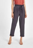 Bayan Gri Beli Bağlamalı Düğme Detaylı Pantolon