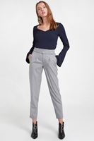 Bayan Gri Cepli Kemer Detaylı Pantolon