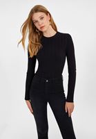 Bayan Siyah Örgü Detaylı Kısa Kazak