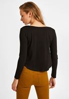 Bayan Siyah Asimetrik Kesim Kısa Bluz