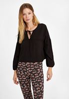 Bayan Siyah V  Yaka Crop Bluz