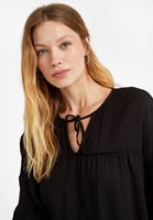 Bayan Siyah V  Yaka Crop Bluz