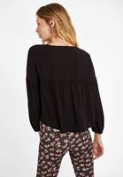 Bayan Siyah V  Yaka Crop Bluz