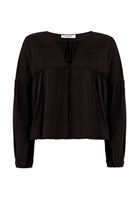 Bayan Siyah V  Yaka Crop Bluz