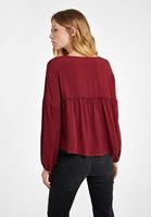 Bayan Bordo V  Yaka Crop Bluz