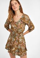 Bayan Çok Renkli Beli Büzgülü Kısa Elbise