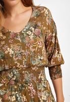 Bayan Çok Renkli Beli Büzgülü Kısa Elbise