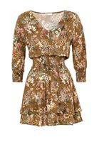 Bayan Çok Renkli Beli Büzgülü Kısa Elbise