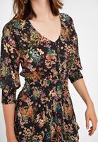 Bayan Sarı Beli Büzgülü Kısa Elbise