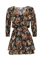 Bayan Sarı Beli Büzgülü Kısa Elbise