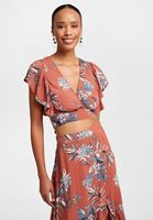 Bayan Çok Renkli Kruvaze Yaka Desenli Bluz