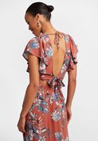 Bayan Çok Renkli Kruvaze Yaka Desenli Bluz