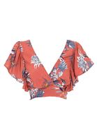 Bayan Çok Renkli Kruvaze Yaka Desenli Bluz