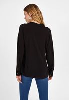 Bayan Siyah Kumaş Detaylı Viskon Gömlek